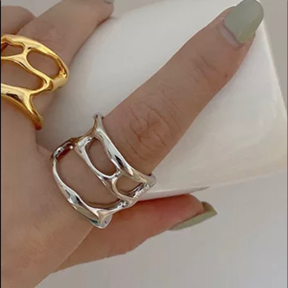 Silver Plated Triple Layers Open Ring For‎ Women Adjustable